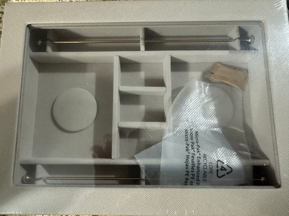 NEW Stackers Classic Glass Top Charm Drawer Jewelry Organizer Taupe Gray  9.8x7